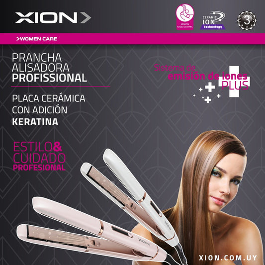 Plancha De Pelo Profesional Cerámica Xi-ionic Xion Color Rosa