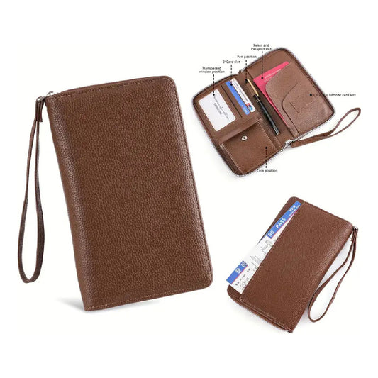 Porta Documentos Billetera Marrón Liso