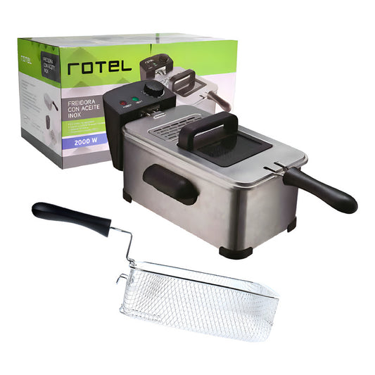Freidora Con Aceite 2000w Rotel Acero Inox Color Gris