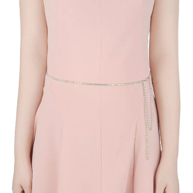 Cintos De Strass Simple Para Fiesta Con Cadenita Brillante Dorado Único