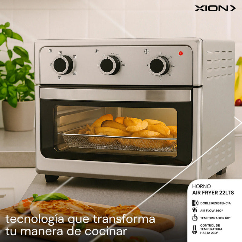 Horno Electrico Xion Air Fryer 22 Litros Acero Inoxidable Gris