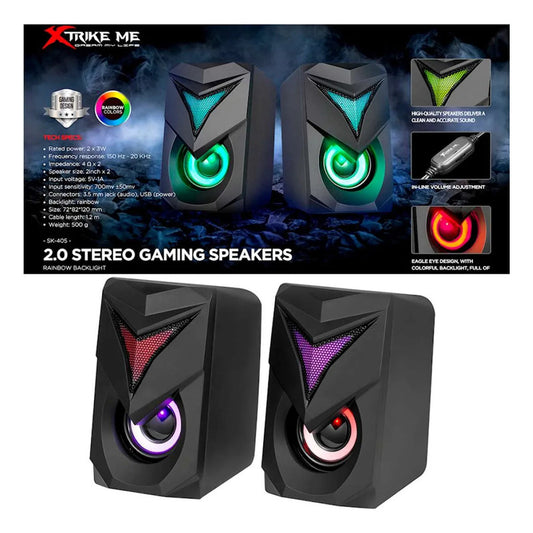 Altavoces Estéreo 2.0 Con Retroiluminación Rgb Para Gamer - Negro