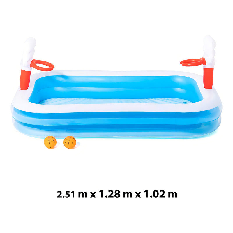 Pileta Inflable Rectangular Bestway Infantil 54122 Básquetbol De 2.54m X 1.68m X 1.02m 636l Azul Y Blanca Caja