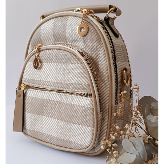 Mochila Cartera De Dama 2 En 1 Cuero Sintético Bolsos Mujer Caqui Cuero Sintético