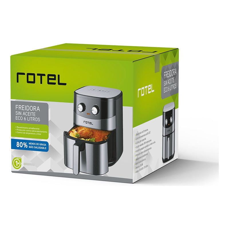 Freidora Sin Aceite 6l Eco Rotel 1500w Color Negro - Negro