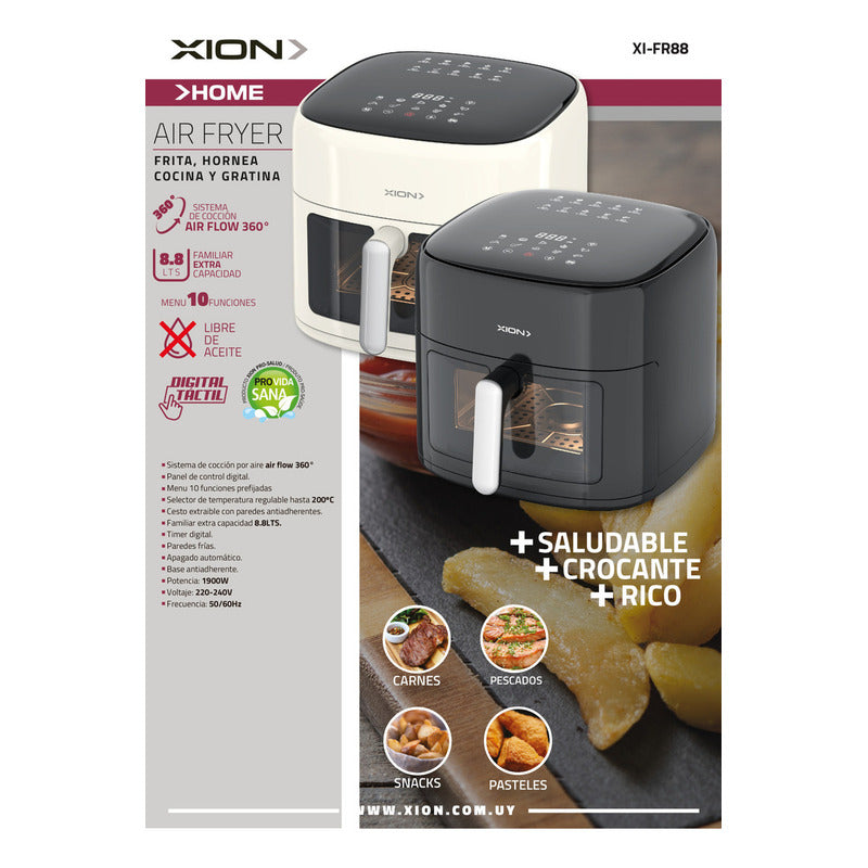 Freidora De Aire Sin Aceite Airfryer Xion 8,8 Litros Xi-fr88 Color Negro