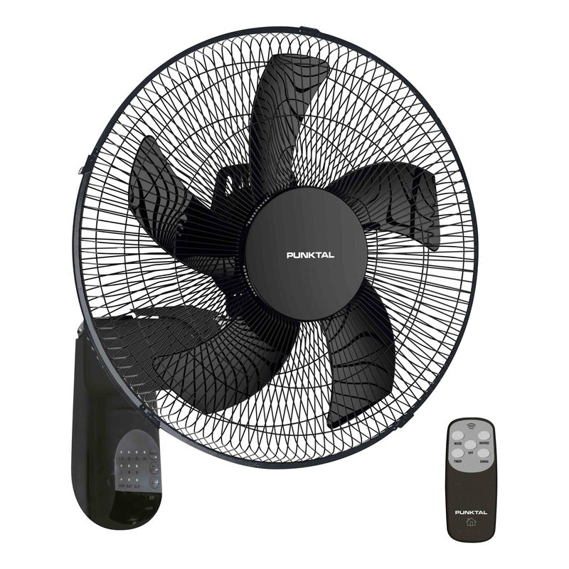 Ventilador De Pared Punktal Pk-422 Negro Con 5 Aspas 40 Cm