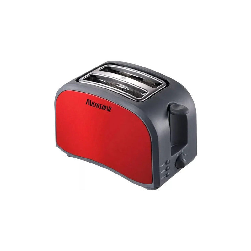 Tostadora Microsonic 2 Panes Acero 6 Niveles Casahogar Color Gris Negro