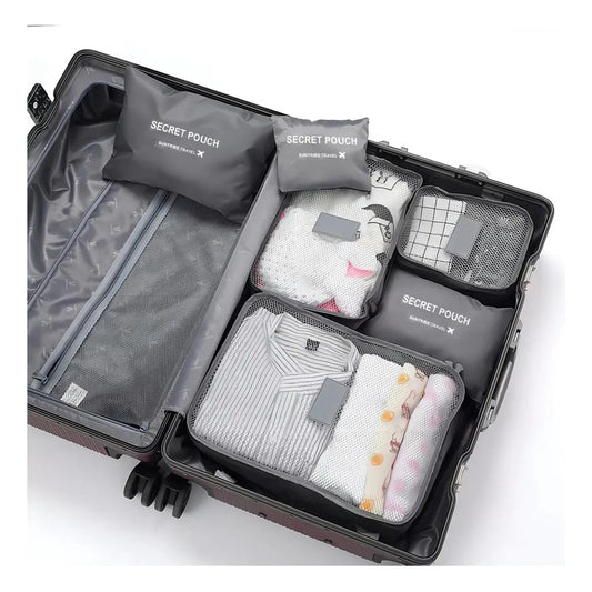 Set Organizador De Valija Gris Para Viaje X 6 Piezas - Gris