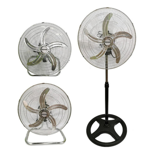 Ventilador 3 En 1 Microsonic Vm1905 Turbo Con 5 Aspas De Metal Color Plateado Estructura Color Negro, 45cm De Diámetro