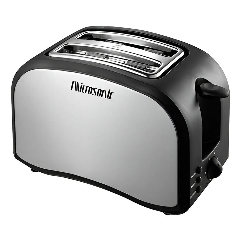 Tostadora Microsonic 2 Panes Acero 6 Niveles De Tostado - Gris Negro