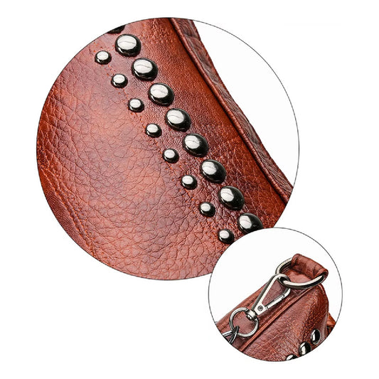 Cartera Bandolera Mujer Tachas Cuero Sintético Negra Negro M2