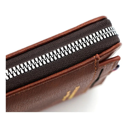 Billetera Para Hombre Con Cierre Sector Monedero De Cuerina Marrón Claro2