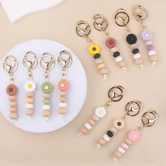 Llavero Diseño Flor Varios Colores Bordó