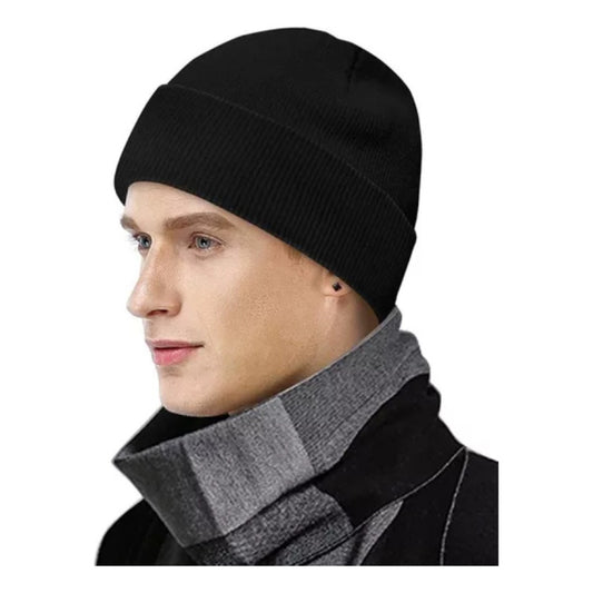 Gorro De Lana Abrigado Unisex Gorros Invierno Varios Colores Negro Único