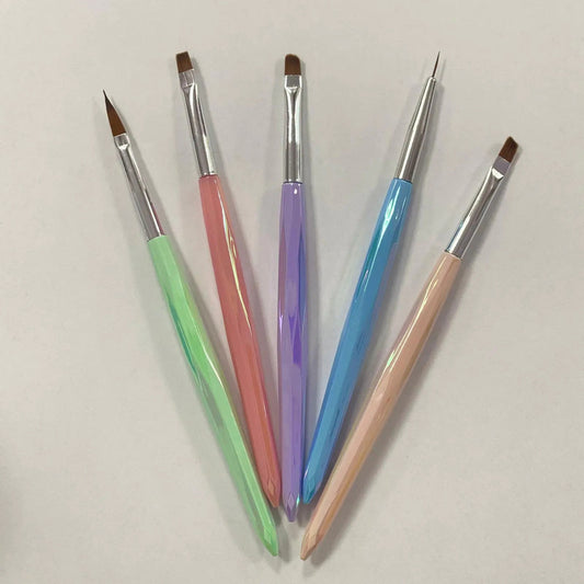 Pinceles Pack X5 Para Uñas Acrílicas Kit De 5 Pinceles