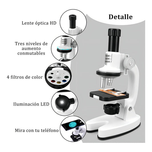 Microscopio Infantil 360° Aumentos + Kit De Ciencia