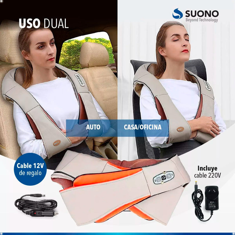 Masajeador Cervical 8 Rodillos Con Calor Relajante