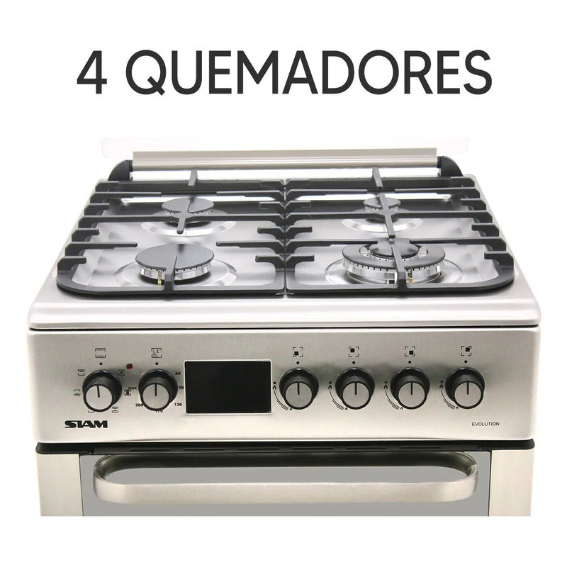 Cocina Combinada Siam 4 Hornallas Inox Color Acero Inox Acero Inox