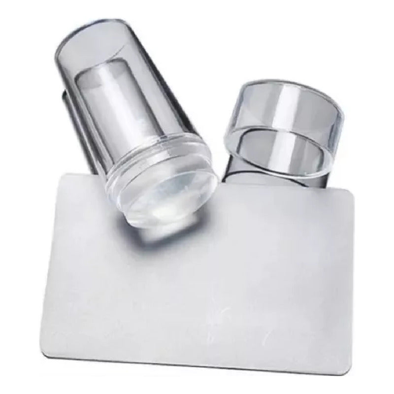 Sello Para Stamping Uñas Transparente Con Raspador Y Tapa