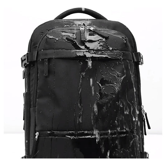 Mochila De Mujer Impermeable De Tela Nylon Cartera Para Dama Negro. Liso