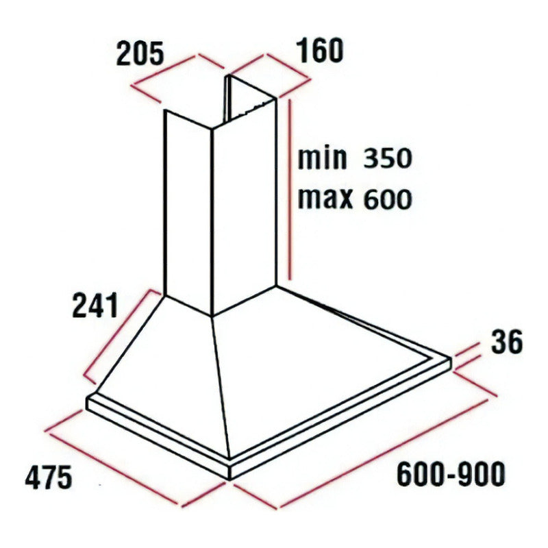 Campana Extractora Punktal Acero Inoxidable Con Luz Led