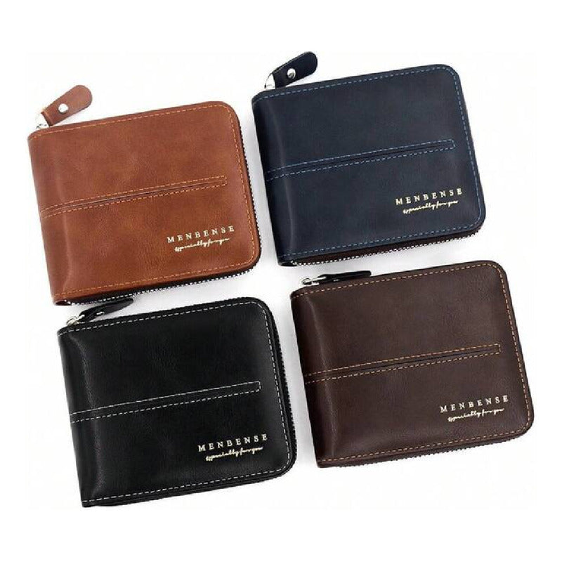 Billetera Para Hombre Con Cierre Sector Monedero De Cuerina Azul 1