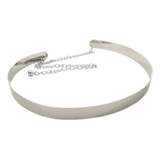 Cinturón Ancho 4cm Metal Plateado/dorado Mujer Plateado. Único