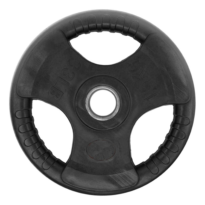 Disco De Pase Olímpico Recubierto De Caucho 15 Kg Negro