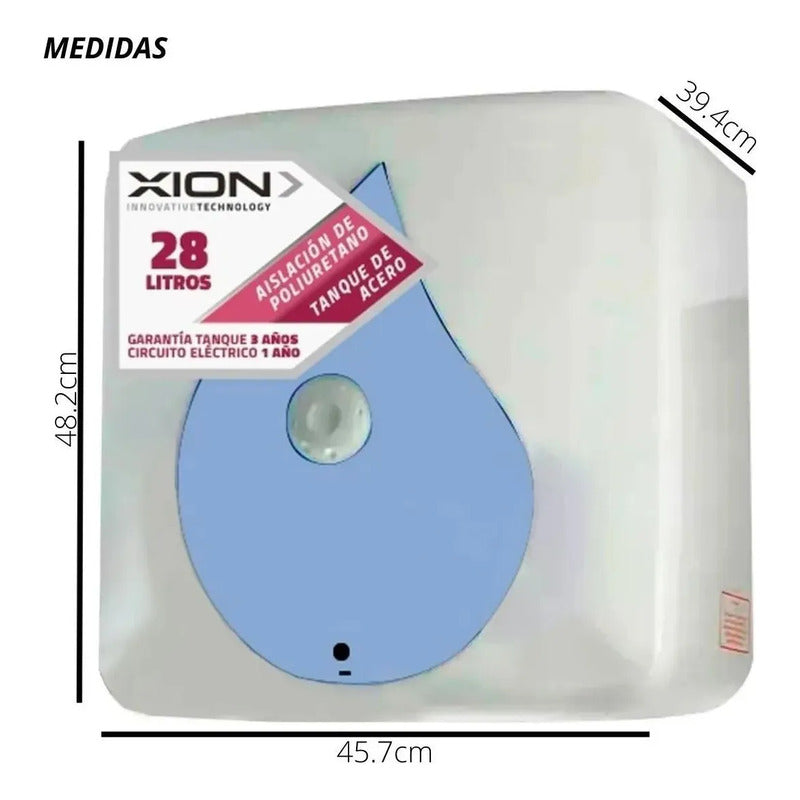 Termotanque Calefon Xion Cal30p 28 Litros Prisma Acero Blanco