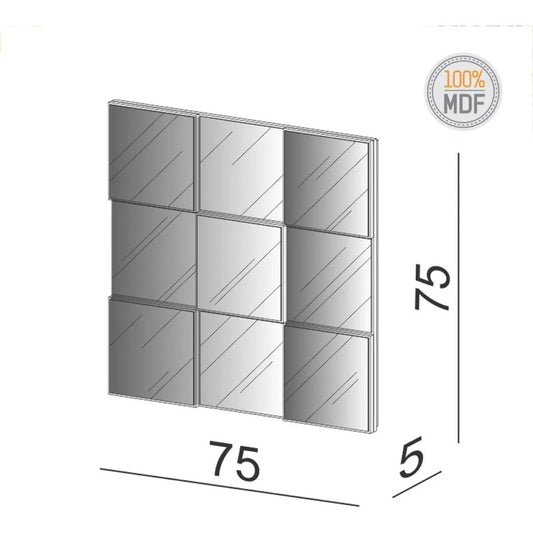 Espejos Decorativos De Pared Panel 75x75cm Tmo Negro