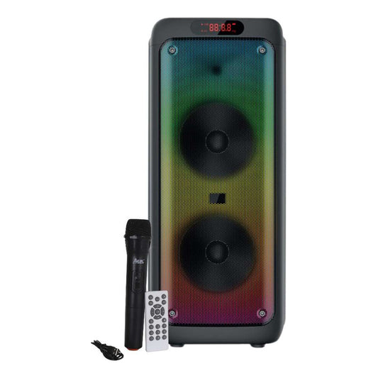 Parlante Portátil Aek S-21001 2x10'' Karaoke Bt Micro Luces Negro