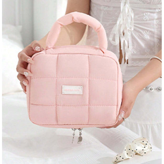 Bolsa Organizadora De Maquillaje De Viaje Neceser Para Mujer Rosa Capitoneado