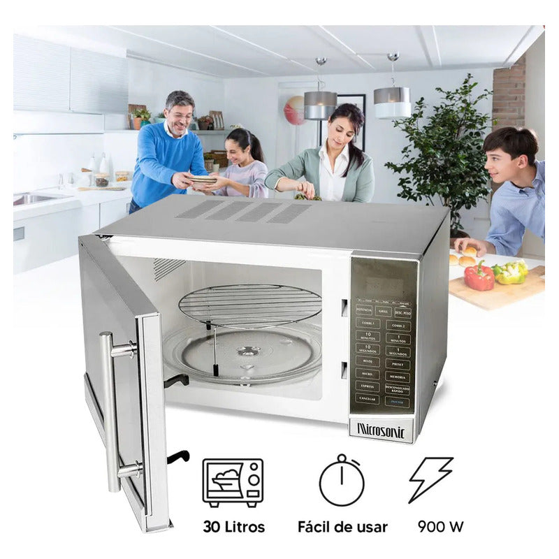 Microndas Con Grill Microsonic 30 Litros Digital Acero Inox