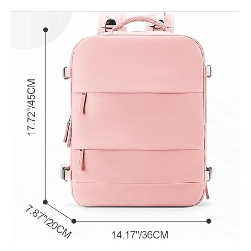 Mochila Impermeable Genérica Avión Viaje Adulto 9 Bolsillos Negro