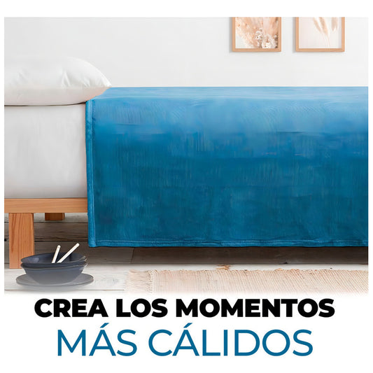 Frazada Xion Manta Termica Electrica 1 Plaza Lavable - Azul