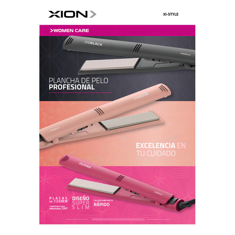 Planchita De Pelo Xion Xi-style 230 Grados Placas Ceramica - Rosa Intenso