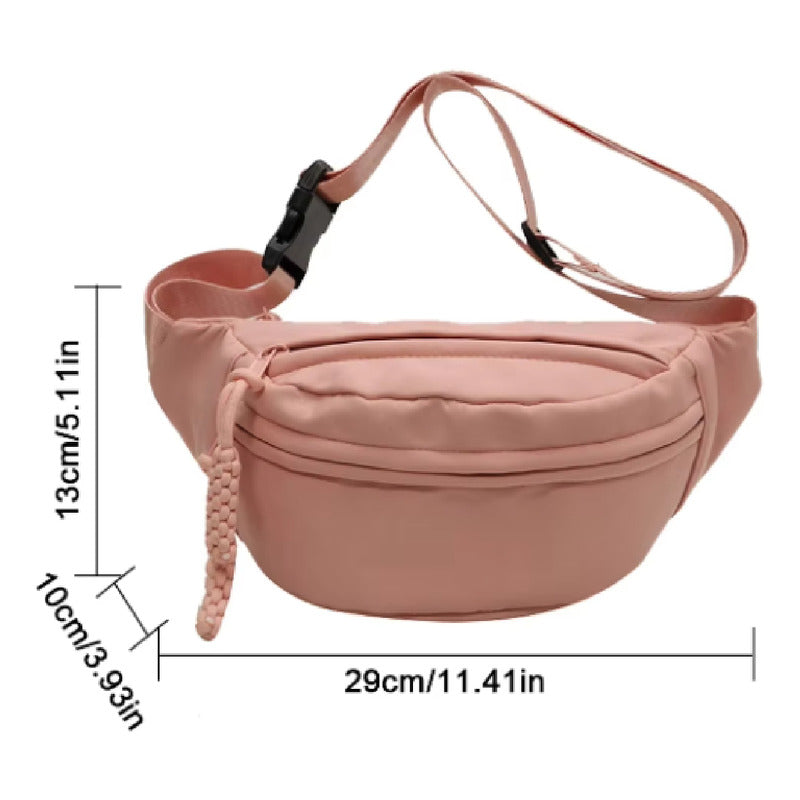 Riñonera Bandolera Para Dama Tela Impermeable Gran Capacidad Crudo Lisa