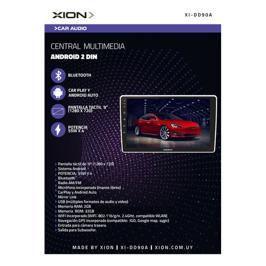 Auto Radio Central Multimedia Android Pantalla Tactil 9 Xion Color Unico