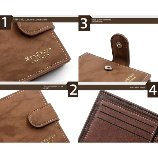 Billetera Para Hombre Con Monedero Sector Tarjeta De Cuerina Marrón Claro