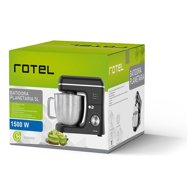 Batidora Planetaria Rotel 5 Litros 1500w De Color Negro - Negro - 50hz/ 60 Hz