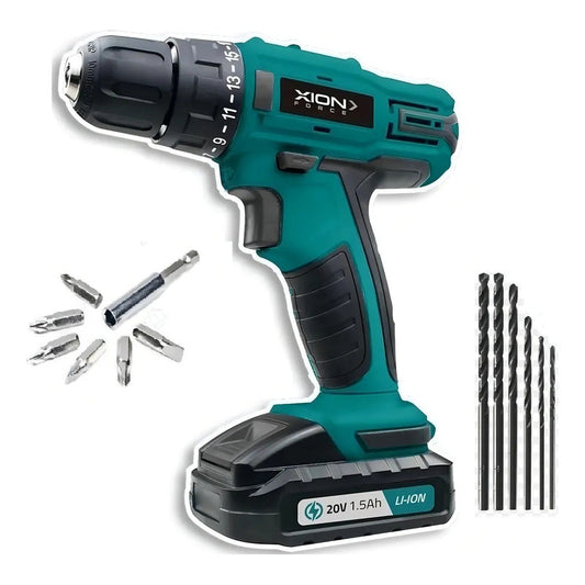 Taladro Inalambrico Recargable Xion Xi-tool20 20v 2 Baterias Turquesa