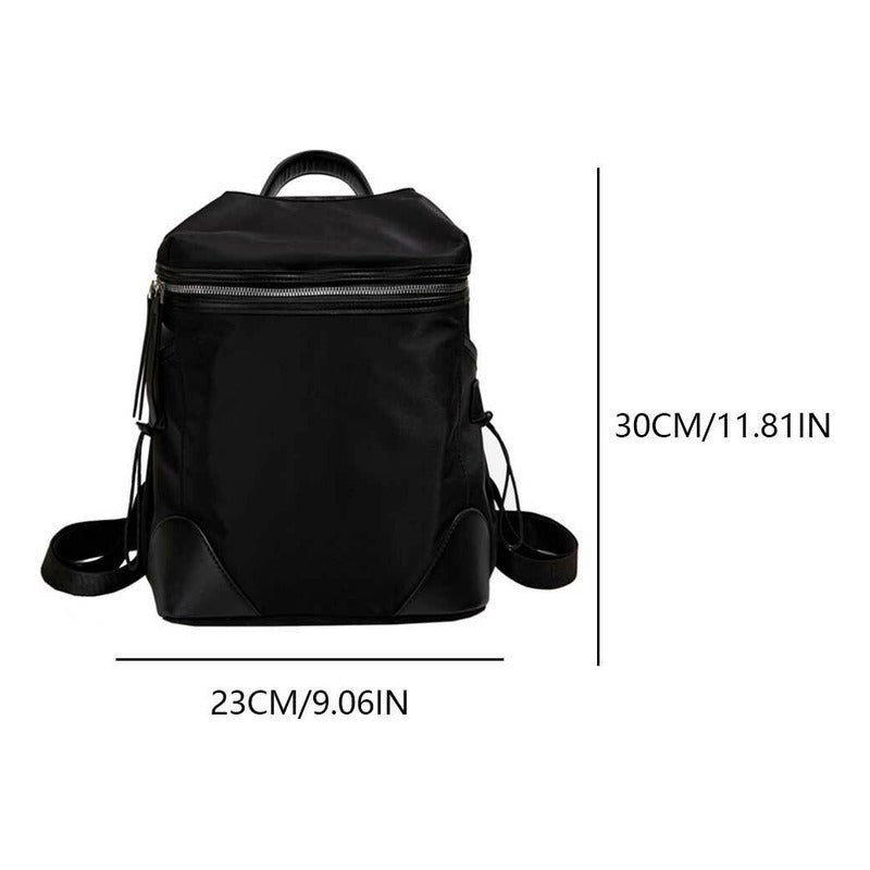 Mochila Para Mujer Impermeable De Tela Nylon Cartera De Dama Negro (1)