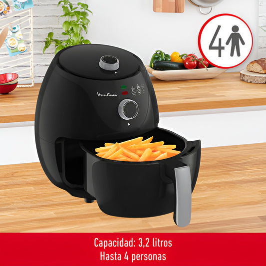 Freidora Sin Aceite De Aire Moulinex Essential Ez122858 Color Negro