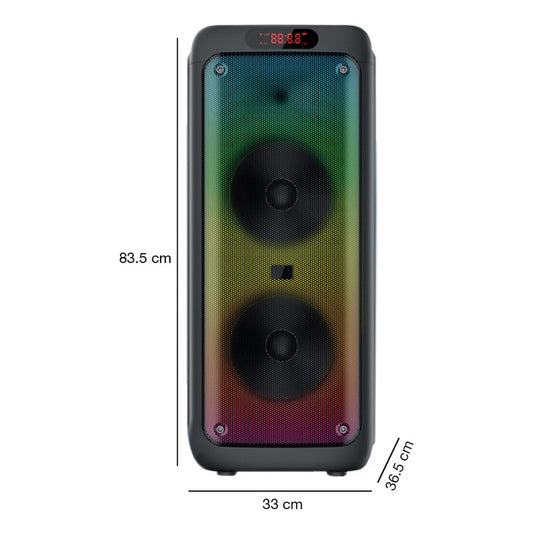 Parlante Portátil Aek S-21001 2x10'' Karaoke Bt Micro Luces Color Negro