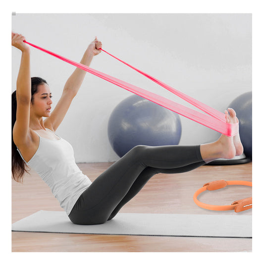 Pelota Pilates 65cm+ Anillo Pilates+ Banda Elástica Athletic Color Gris