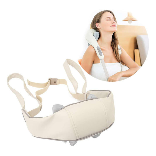 Masajeador Cuello Espalda Cervical Hombro Eléctrico Portátil Beige