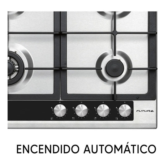 Anafe A Gas Futura 4 Hornallas Inox Color Gris