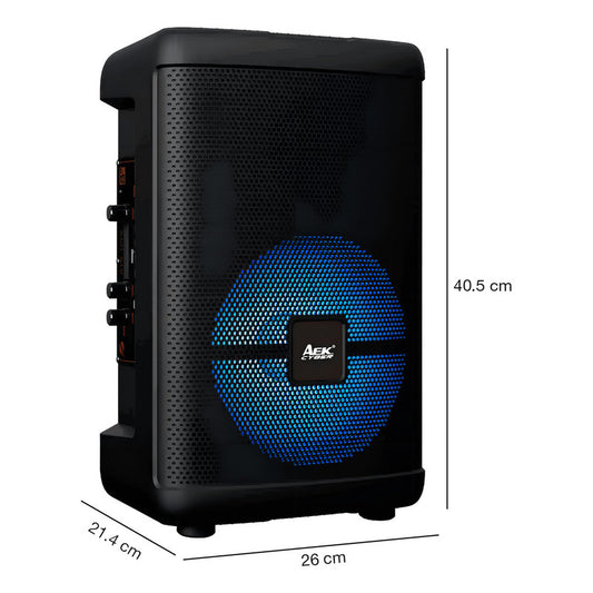 Parlante Portátil Aek S-10808 8'' Karaoke Bt Usb Micro Luz Color Negro