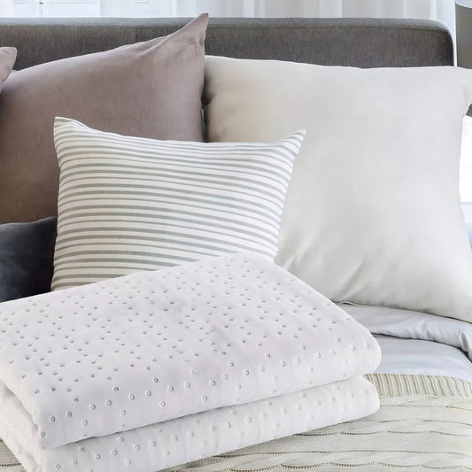 Una Plaza Calienta Cama Punktal Lavable - Auto Off + Color Blanco Liso